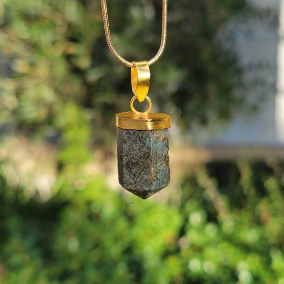 Ruby Zoisite Point Gold-Plated Pendant - Picture 5 of 5